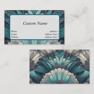 Art Nouveau Blue and Silver Fans Business Card