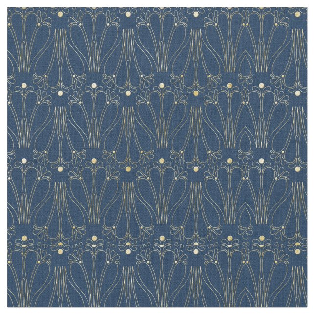 Art Nouveau. Blue. Fabric (Close Up)
