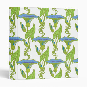Art Nouveau blue Ipomoea floral wallpaper damask Binder
