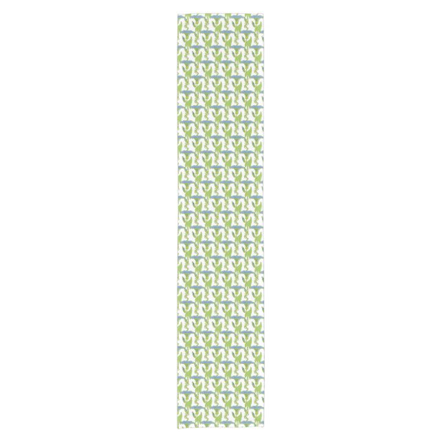 Art Nouveau blue Ipomoea floral wallpaper damask Short Table Runner (Front)