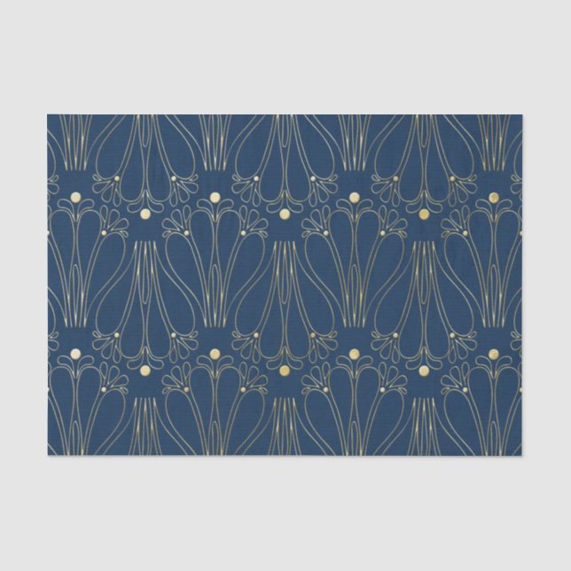 Art Nouveau. Blue. Tissue Paper (Front)