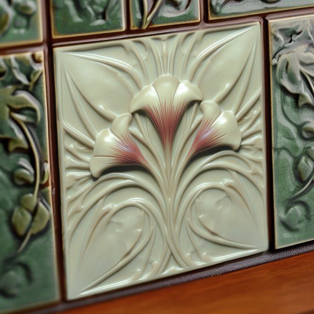 Art Nouveau Blush Alabaster Floral Tile (Creator Uploaded)