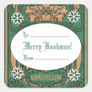 Art Nouveau Bookmas (Christmas) Square Sticker