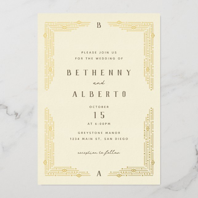  Art Nouveau Border Foil Invitation (Front)