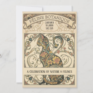 Art Nouveau Botanical Feline Ornamental Art