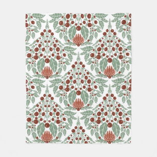 Art Nouveau Botanical–Vintage Floral Scallop Fleece Blanket
