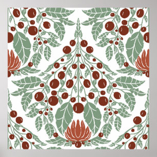Art Nouveau Botanical–Vintage Floral Scallop Poster