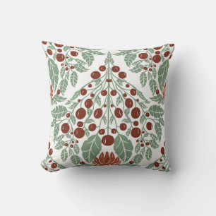 Art Nouveau Botanical–Vintage Floral Scallop  Throw Pillow