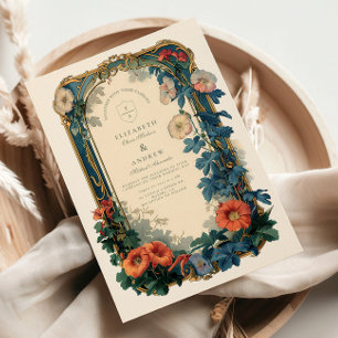 Art Nouveau Botanical Wedding – Elegant Frame Invitation