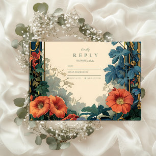 Art Nouveau Botanical Wedding – Elegant Frame RSVP Card