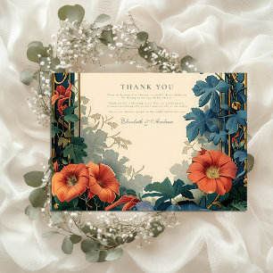 Art Nouveau Botanical Wedding – Elegant Frame Thank You Card