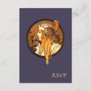 Art Nouveau Bride Wedding RSVP Card