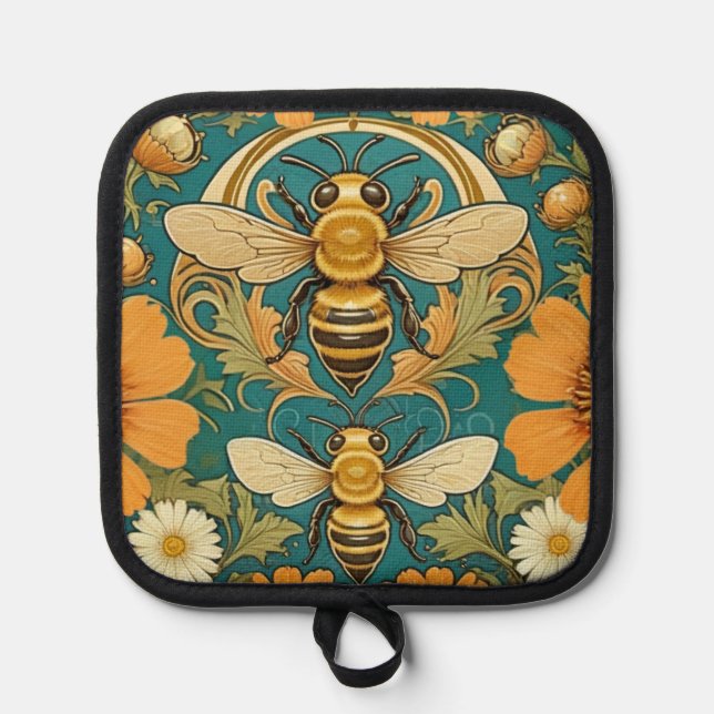 Art Nouveau Bumble Bee Pot Holder (Front)