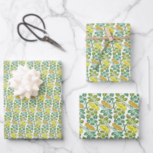 Art Nouveau Buttercup floral wallpaper damask Wrapping Paper Sheet