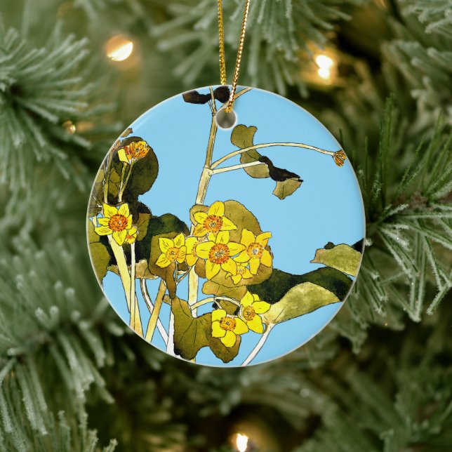 Art Nouveau Buttercups Ceramic Ornament (Tree)