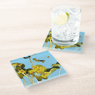 Art Nouveau Buttercups Glass Coaster