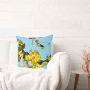 Art Nouveau Buttercups Throw Pillow