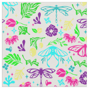 art nouveau butterfly dragonfly antique floral fabric