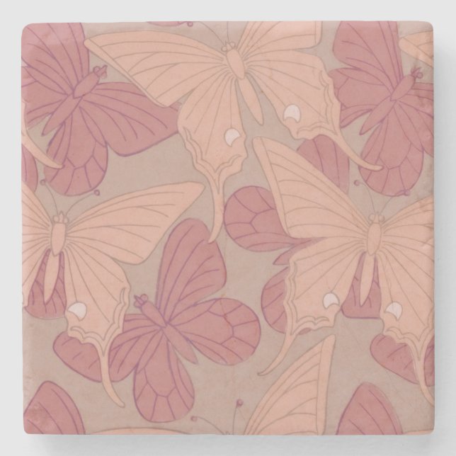 Art Nouveau Butterfly  Stone Coaster (Front)
