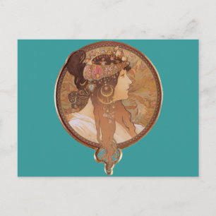 Art Nouveau - Byzantine Head, The Brunette Postcard