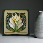 Art Nouveau Calla Lily Symmetrical Floral Wall Art Tile<br><div class="desc">Add a touch of timeless grace to your home with this exquisite ceramic tile, featuring a symmetrical floral calla lily pattern inspired by the enchanting Art Nouveau era. This period was known for its innovative designs, blending nature and art to create mesmerizing patterns that have captivated generations. The calla lily,...</div>