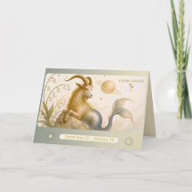 Art Nouveau Capricorn Zodiac Greeting Card