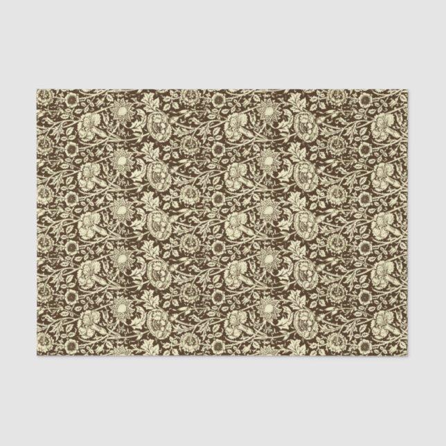Art Nouveau Carnation Damask, Brown and Cream Tissue Paper (Front)