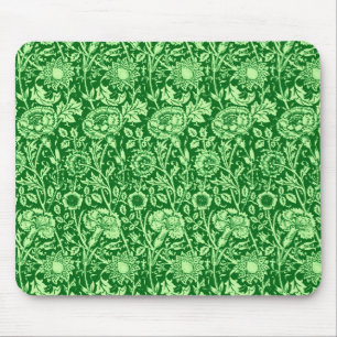 Art Nouveau Carnation Damask, Emerald Green Mouse Pad