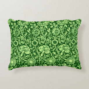 Art Nouveau Carnation Damask, Forest Green Accent Pillow