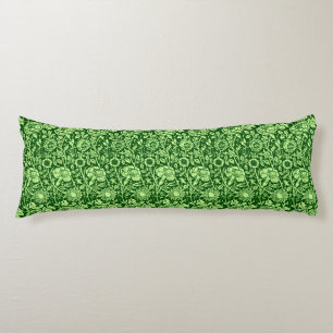 Art Nouveau Carnation Damask, Forest Green Body Pillow