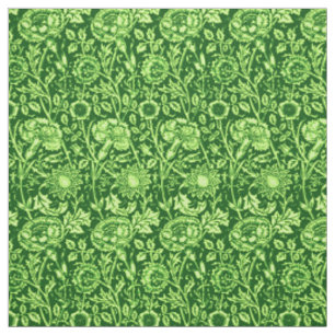 Art Nouveau Carnation Damask, Forest Green Fabric