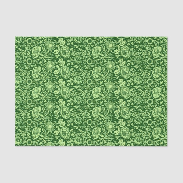 Art Nouveau Carnation Damask, Forest Green Tissue Paper (Front)