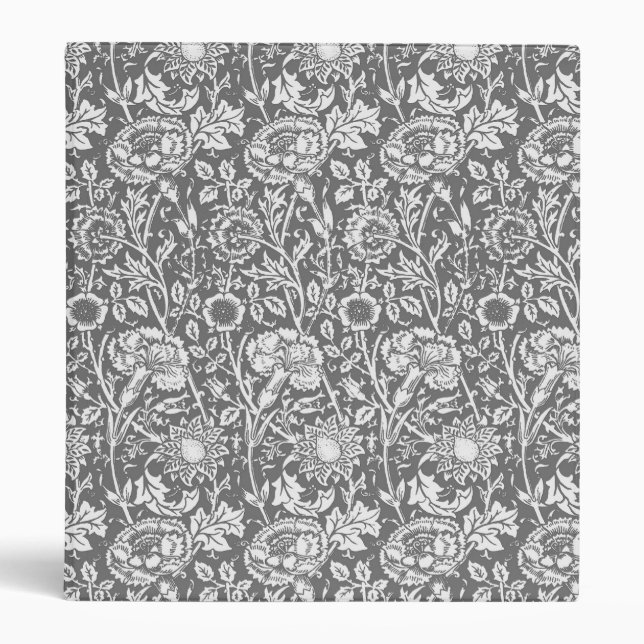 Art Nouveau Carnation Damask, Gray / Grey Binder (Front)