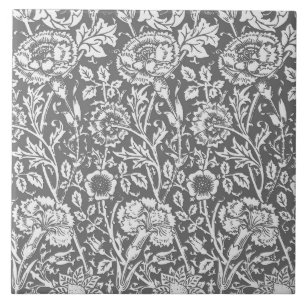 Art Nouveau Carnation Damask, Grey / Grey Tile