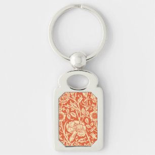 Art Nouveau Carnation Damask, Mandarin Orange Keychain