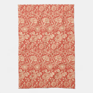 Art Nouveau Carnation Damask, Mandarin Orange Kitchen Towel