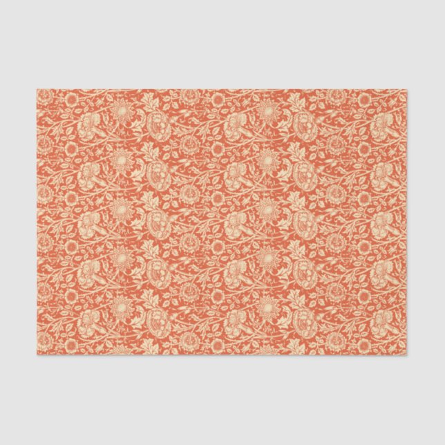 Art Nouveau Carnation Damask, Mandarin Orange Tissue Paper (Front)