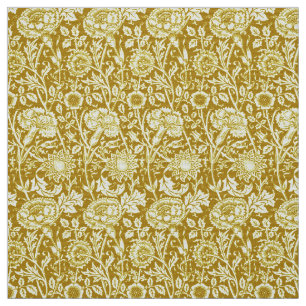 Art Nouveau Carnation Damask, Mustard and Yellow  Fabric