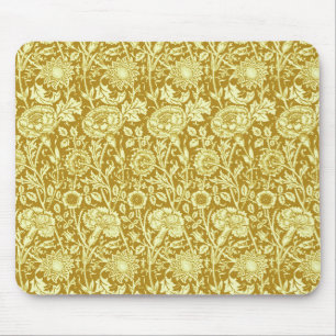 Art Nouveau Carnation Damask, Mustard and Yellow  Mouse Pad