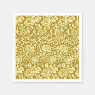 Art Nouveau Carnation Damask, Mustard and Yellow Napkin