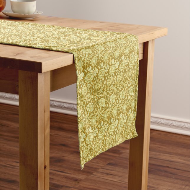Art Nouveau Carnation Damask, Mustard and Yellow Short Table Runner (In Situ)