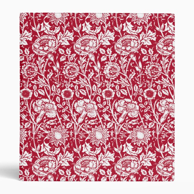 Art Nouveau Carnation Damask, Red and White Binder (Front)