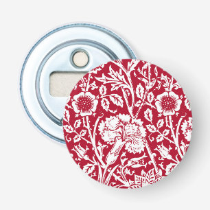 Art Nouveau Carnation Damask, Red and White Bottle Opener