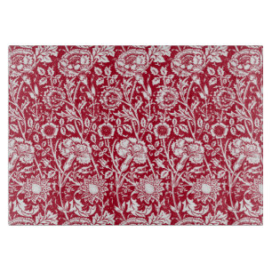 Art Nouveau Carnation Damask, Red and White Cutting Board