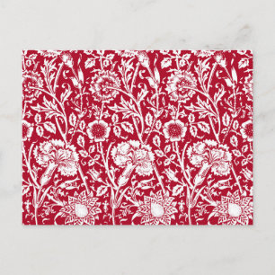 Art Nouveau Carnation Damask, Red and White Postcard