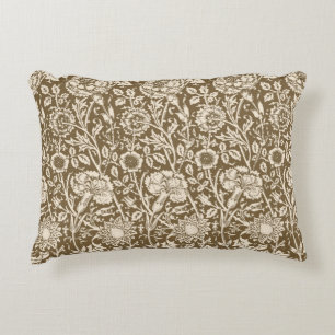 Art Nouveau Carnation Damask, Taupe and Cream Accent Pillow