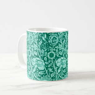 Art Nouveau Carnation Damask, Turquoise and  Aqua Coffee Mug