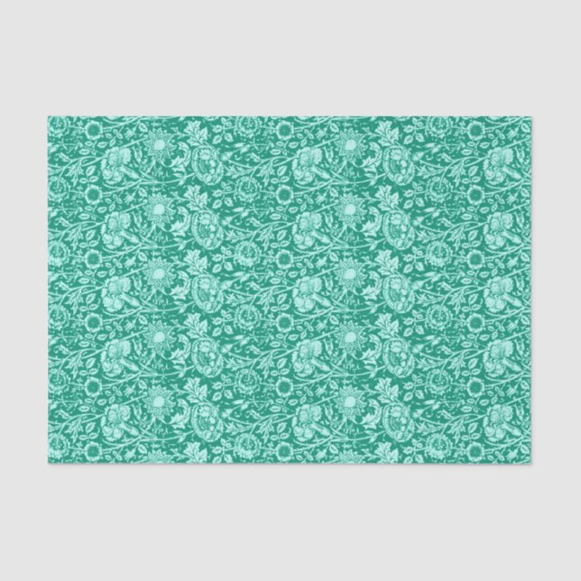 Art Nouveau Carnation Damask, Turquoise Tissue Paper (Front)