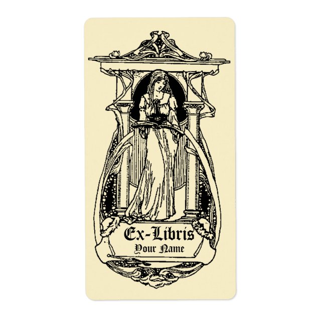 Art Nouveau Cartouche Ex Libris Femme Modèle (Devant)