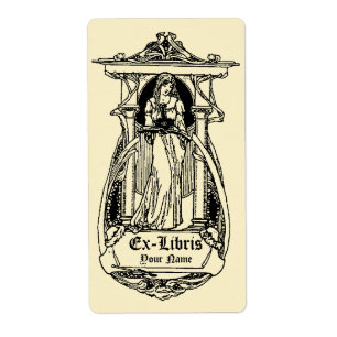 Art Nouveau Cartouche Ex Libris Woman Template